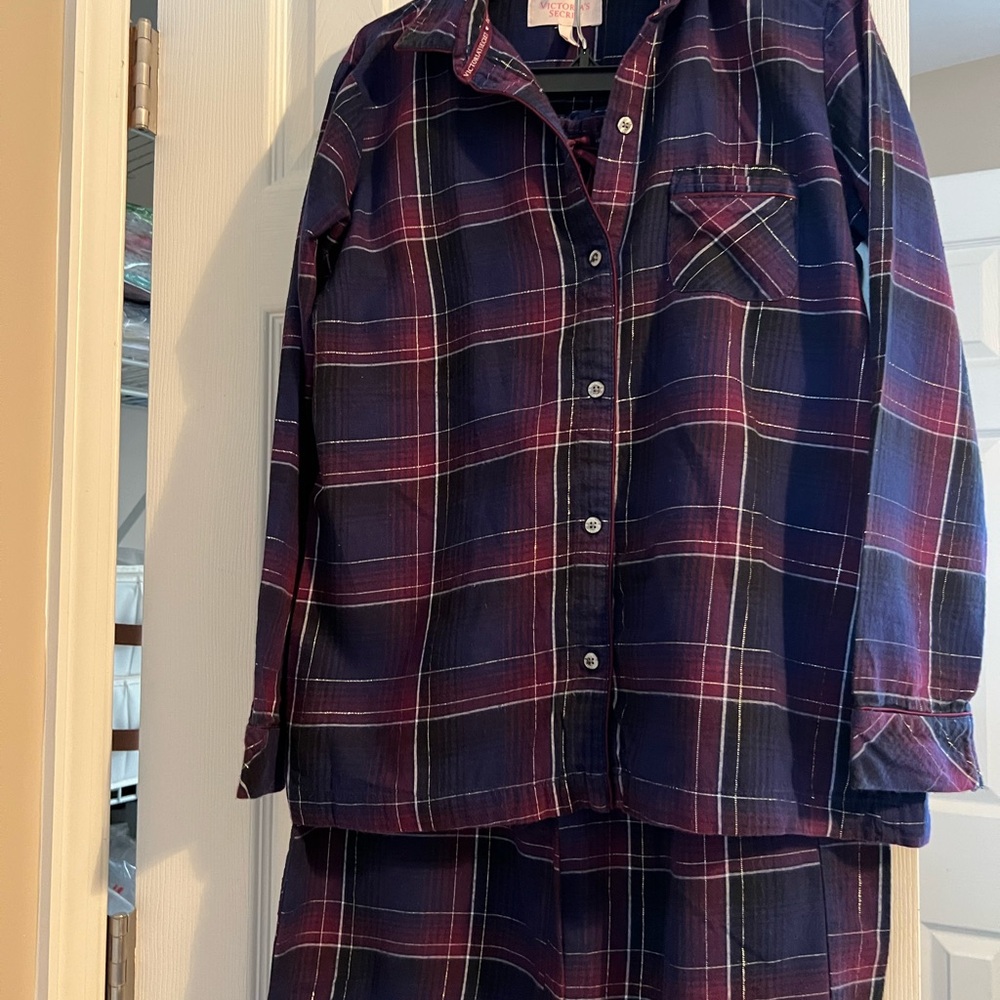 Plaid Pajamas - Navy and and magenta